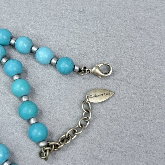Coldwater Creek Necklace Turquoise Beaded 10mm Teardrop Pendant Reversible - Picture 3 of 6